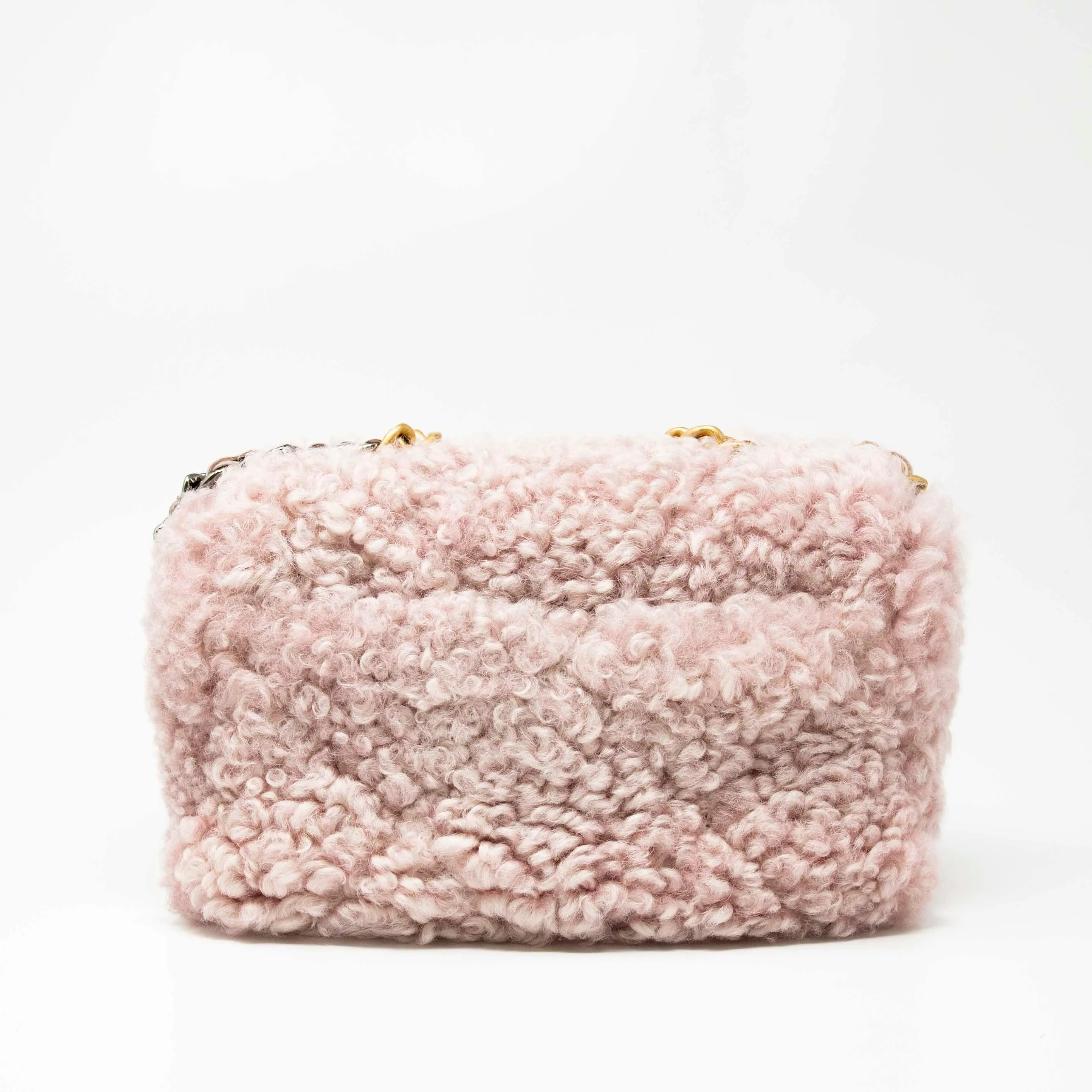 Chanel Pink Shearling Small 19 Flap