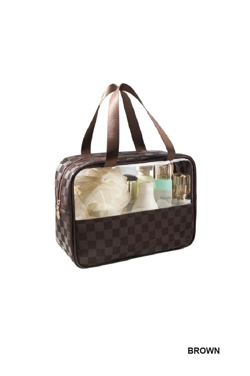 Checkered Pattern Travel Clear Bag