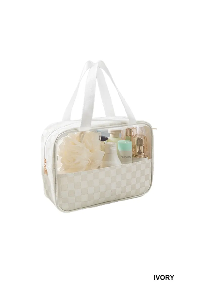 Checkered Pattern Travel Clear Bag