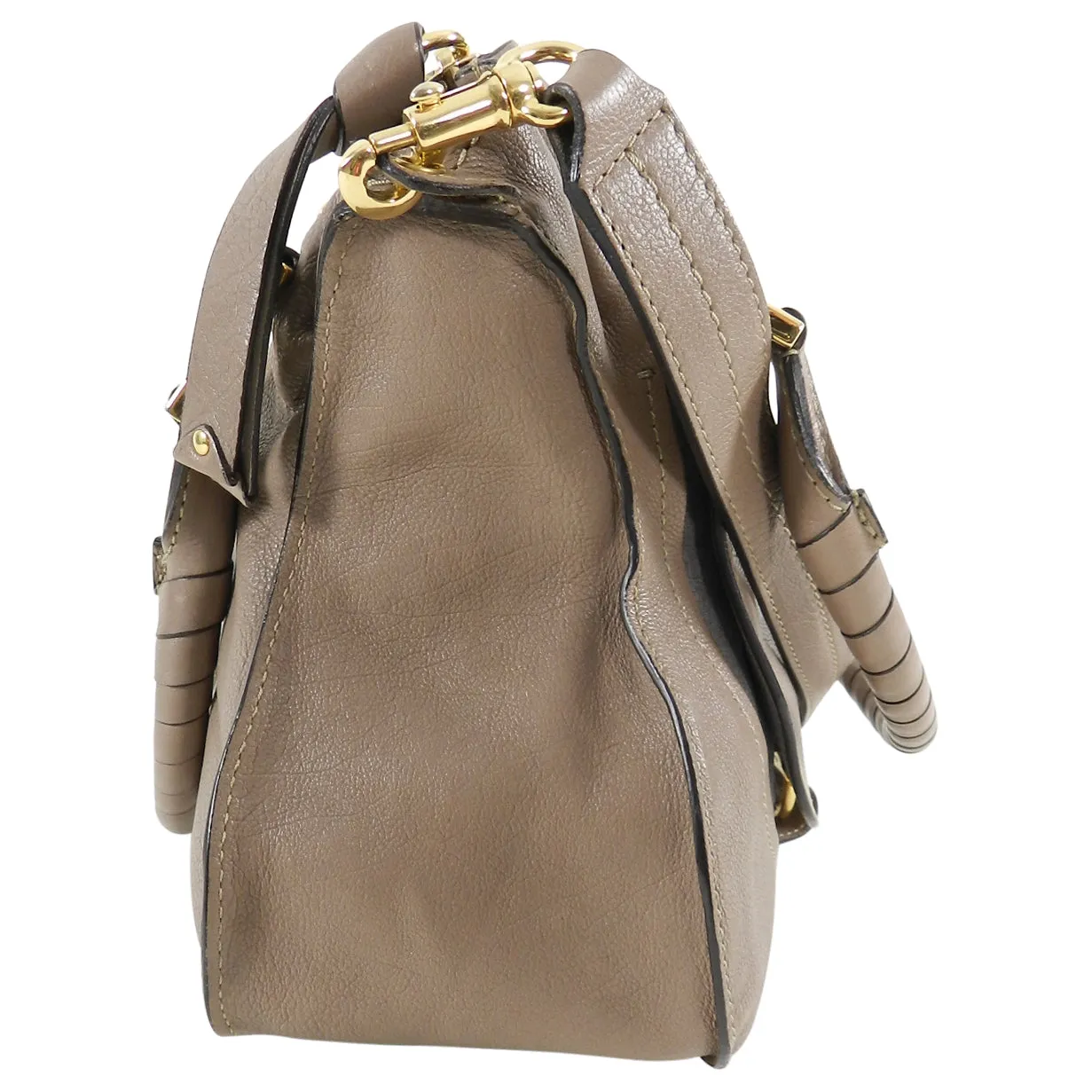 Chloe Marcie Large Satchel Bag in Taupe Leather