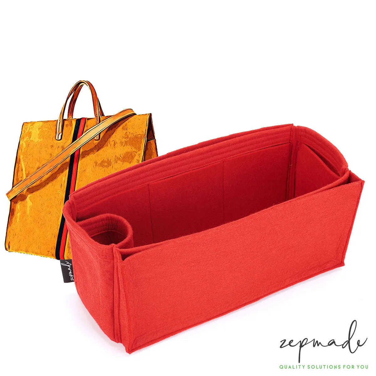 Clare V. Simple Tote Organizer Insert, Bag Organizer with Laptop Compartment and Single Bottle Holder