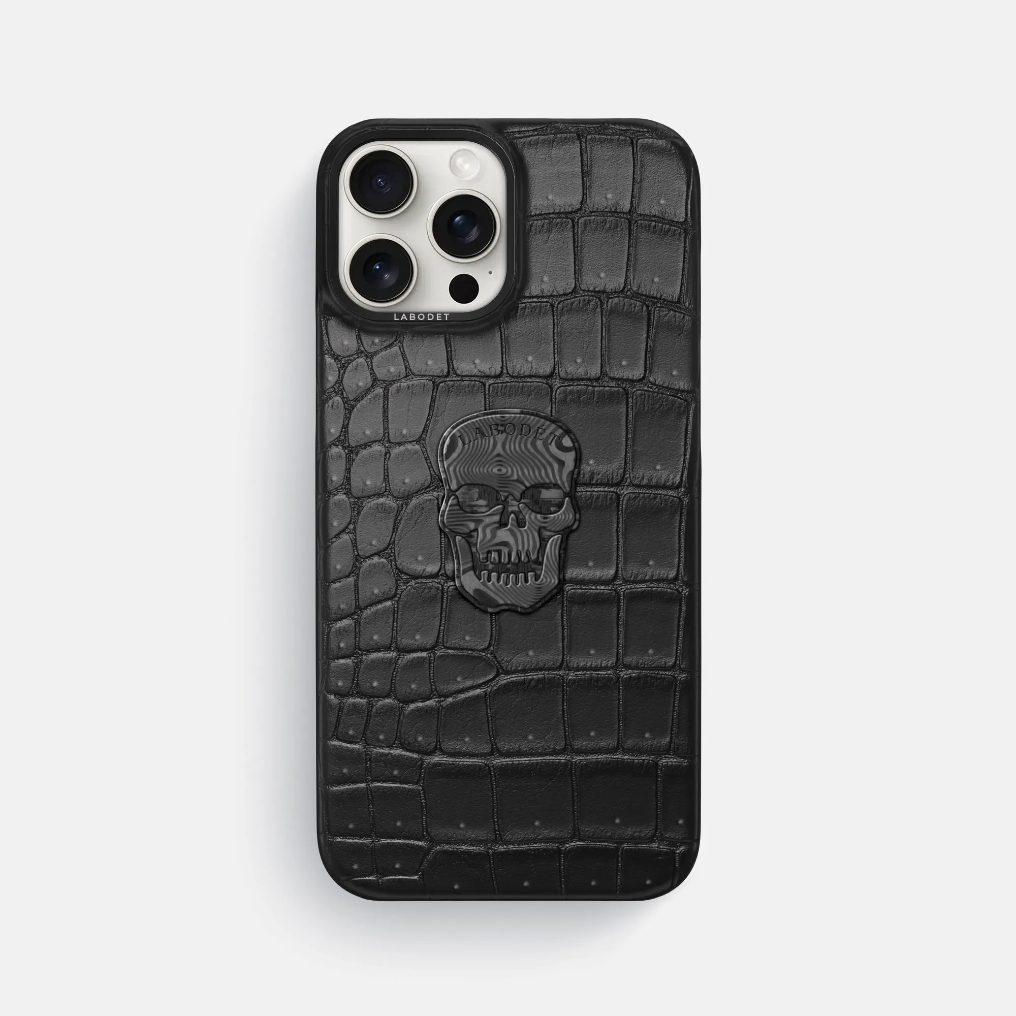 Classic Case With Carbon Skull For iPhone 16 Pro Max In Porosus Crocodile