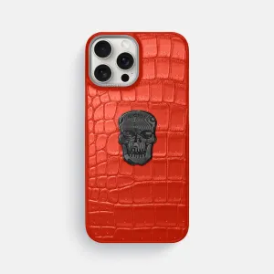 Classic Case With Carbon Skull For iPhone 16 Pro Max In Porosus Crocodile