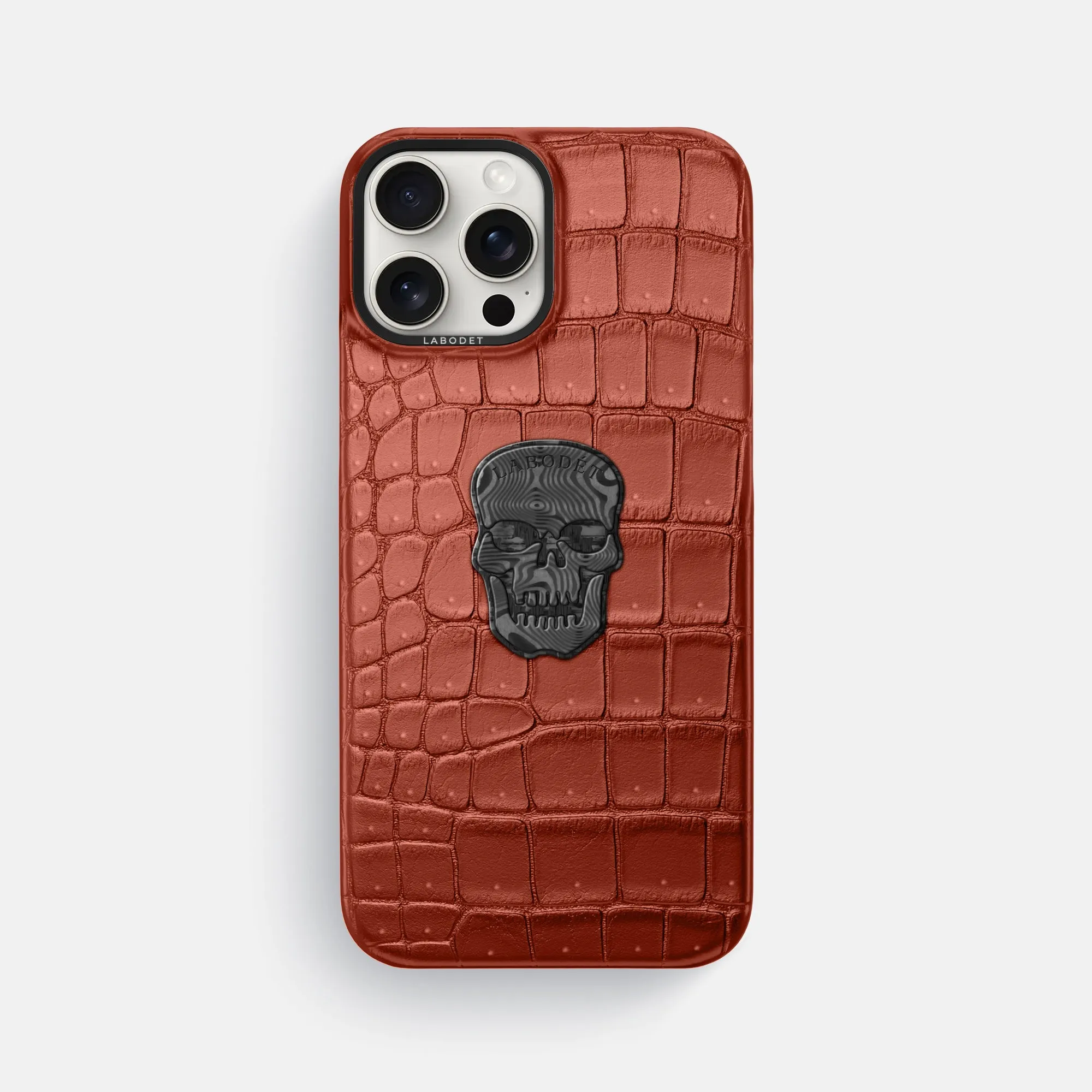 Classic Case With Carbon Skull For iPhone 16 Pro Max In Porosus Crocodile