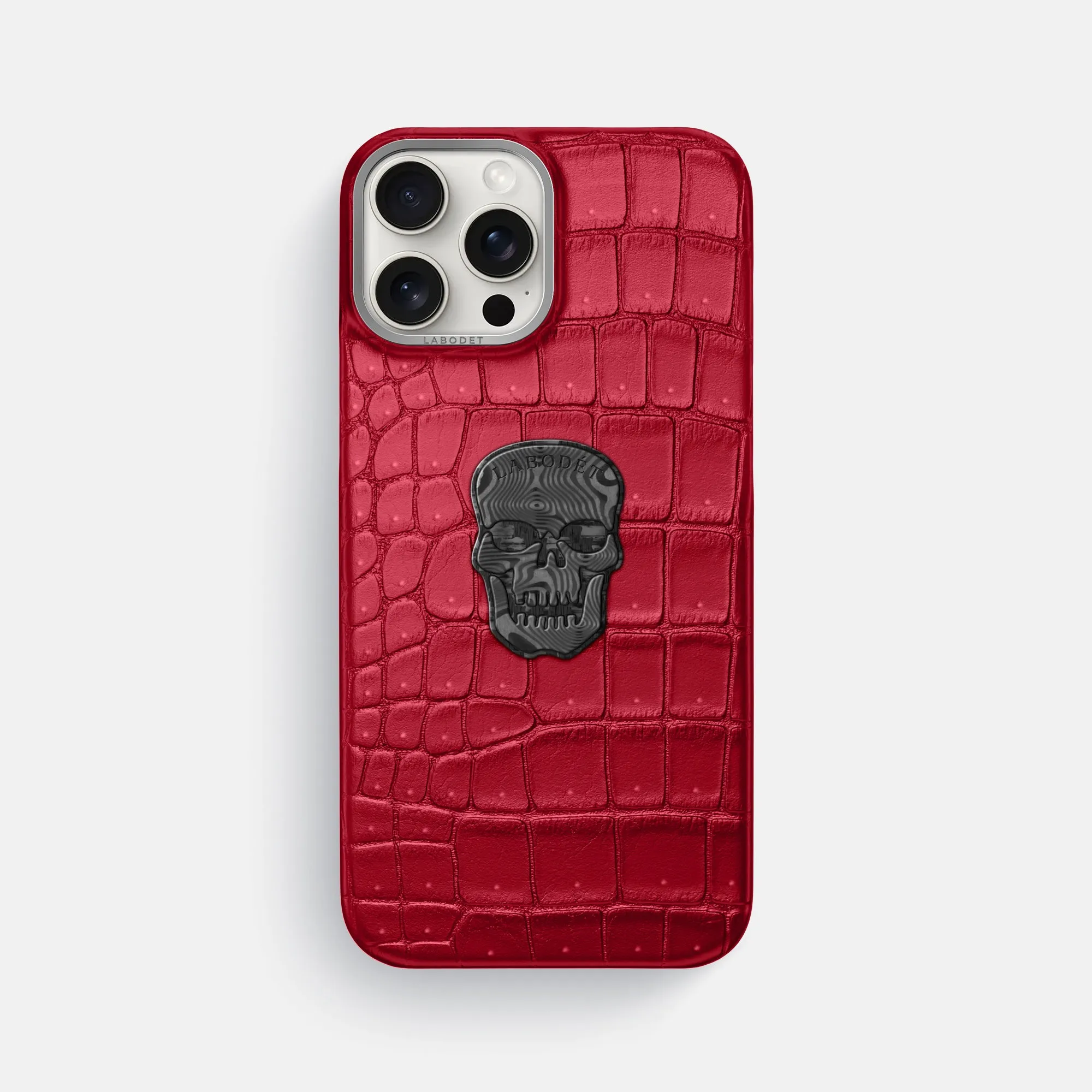 Classic Case With Carbon Skull For iPhone 16 Pro Max In Porosus Crocodile