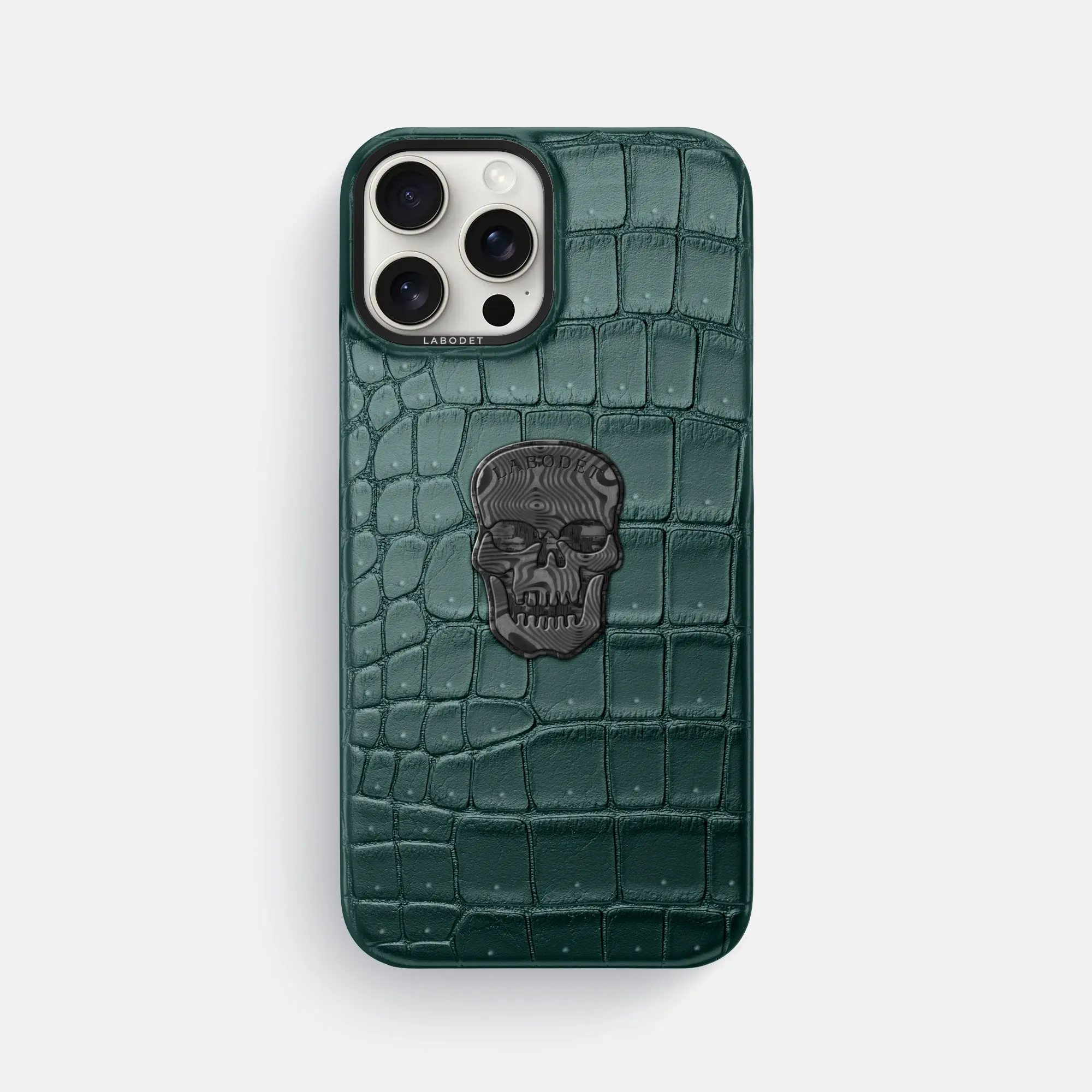 Classic Case With Carbon Skull For iPhone 16 Pro Max In Porosus Crocodile