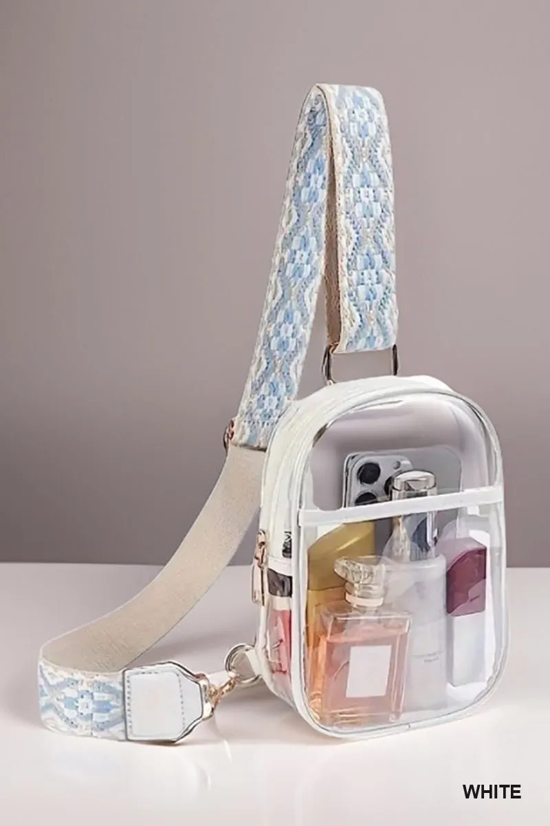 Clear Stadium Sling Bag with Guitar Strap