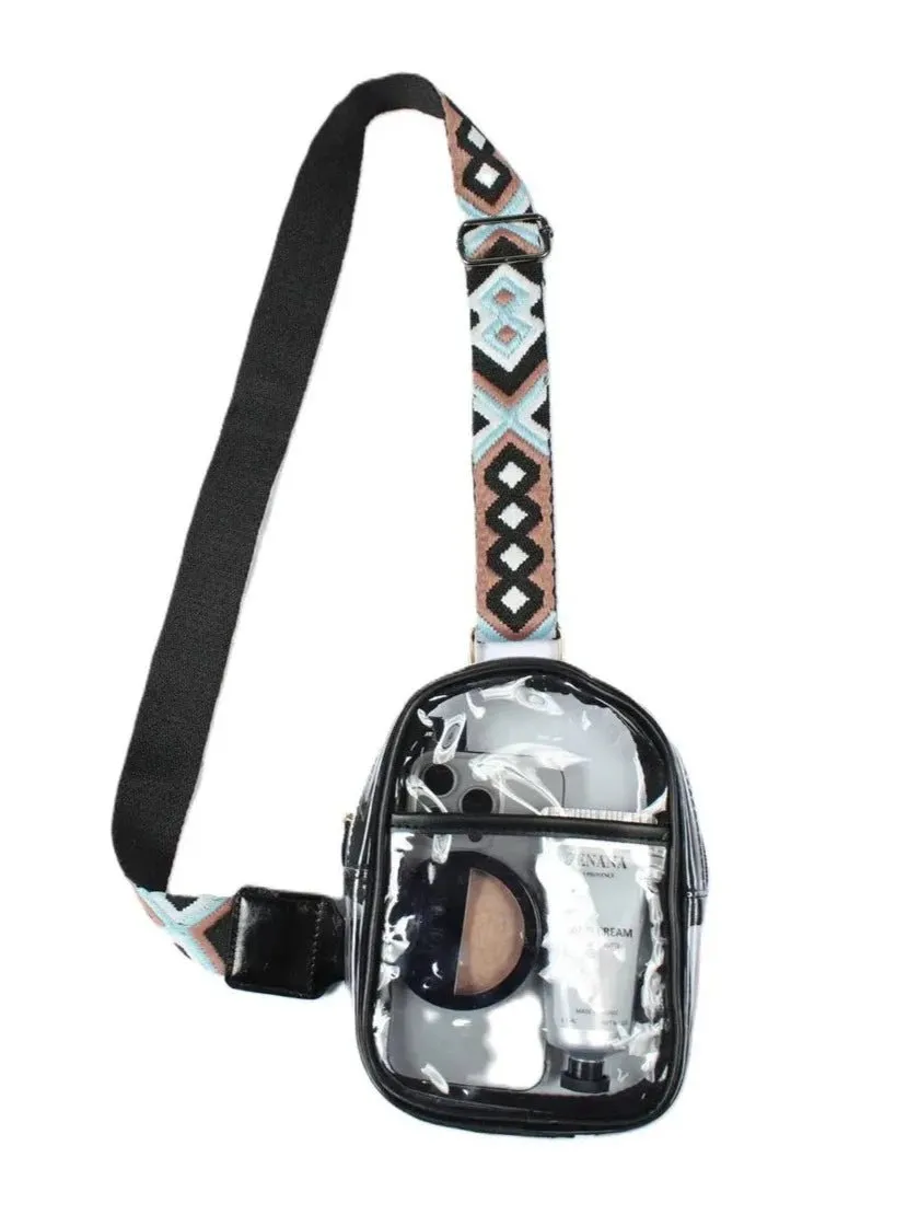 Clear Stadium Sling Bag with Guitar Strap