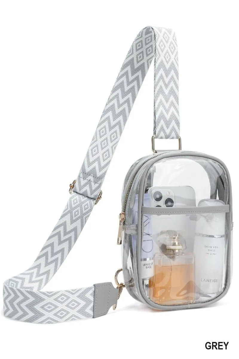 Clear Stadium Sling Bag with Guitar Strap