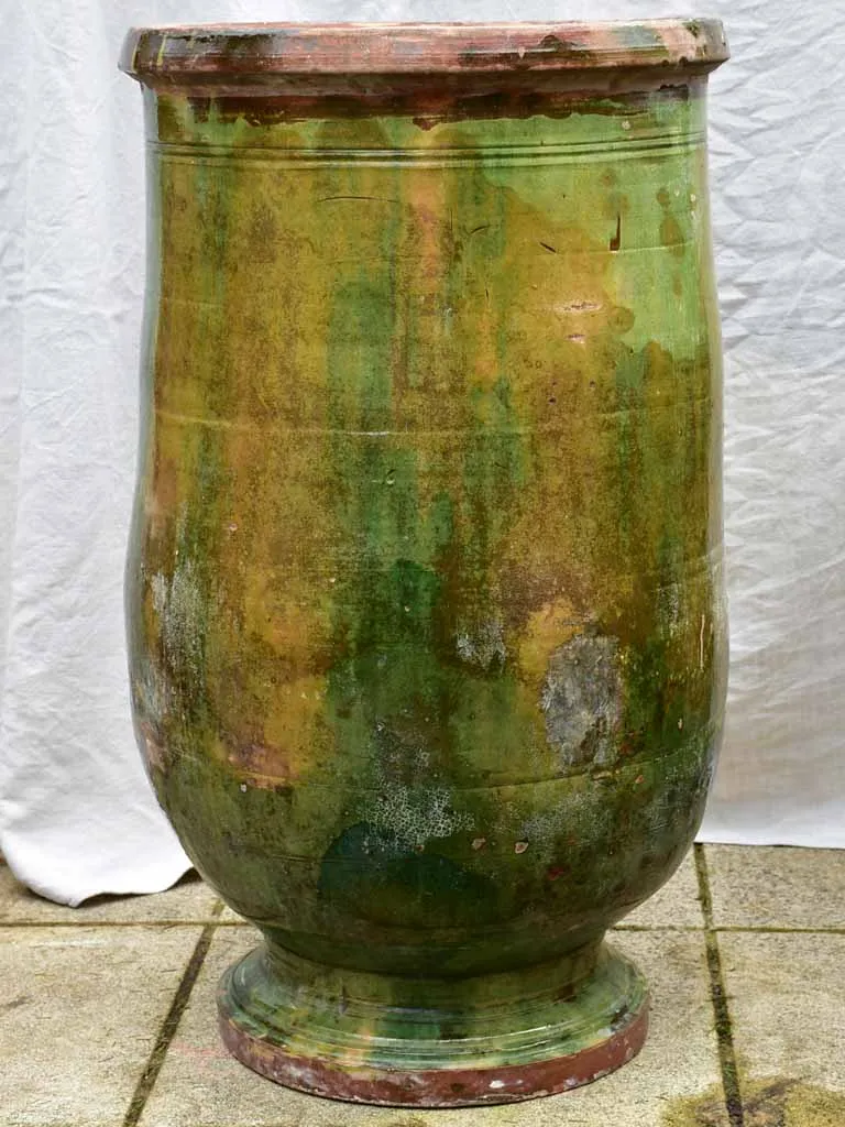 Collection of three 19th Century olive jars with green glaze