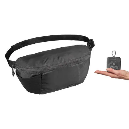 Compact 2 litre trekking travel bum bag travel 100 - black