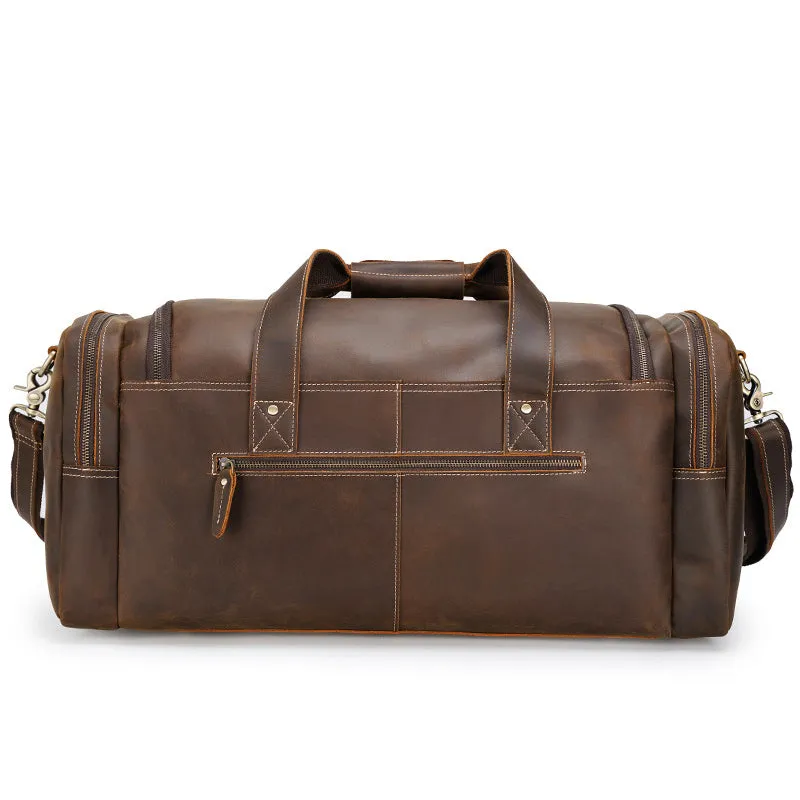 Crazy Horse Leather Duffle Bag Vintage Leather Travel Bag For Mens Handmade Leather Weekender Bag