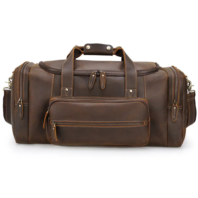 Crazy Horse Leather Duffle Bag Vintage Leather Travel Bag For Mens Handmade Leather Weekender Bag