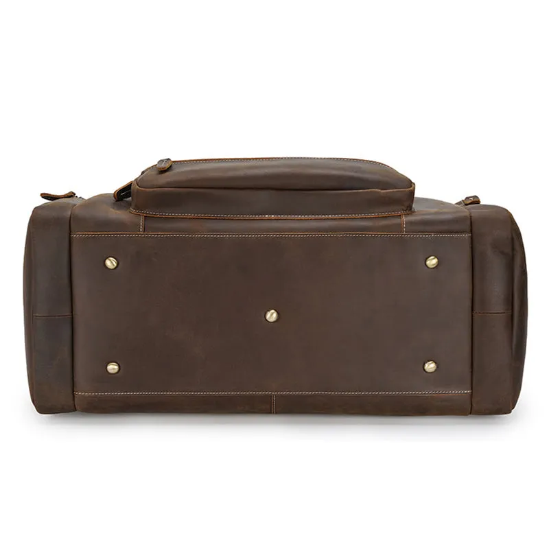 Crazy Horse Leather Duffle Bag Vintage Leather Travel Bag For Mens Handmade Leather Weekender Bag