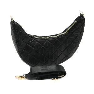 Crescent Quilted Crossbody Bag - Black