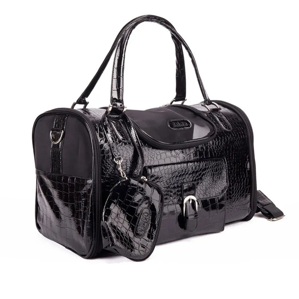 Croc Pet Dog Cat Travel Carrier - Black