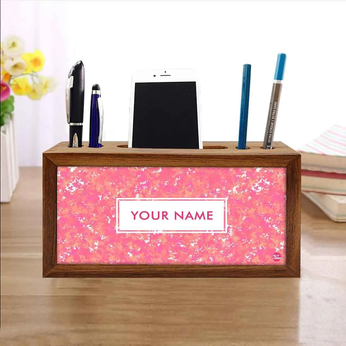 Custom Wooden desk organizer tray - Pink