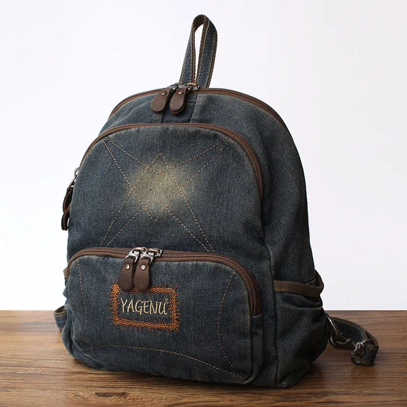 Denim Blue Backpack School Backpack Womens Blue Denim School Rucksack Bag For Women