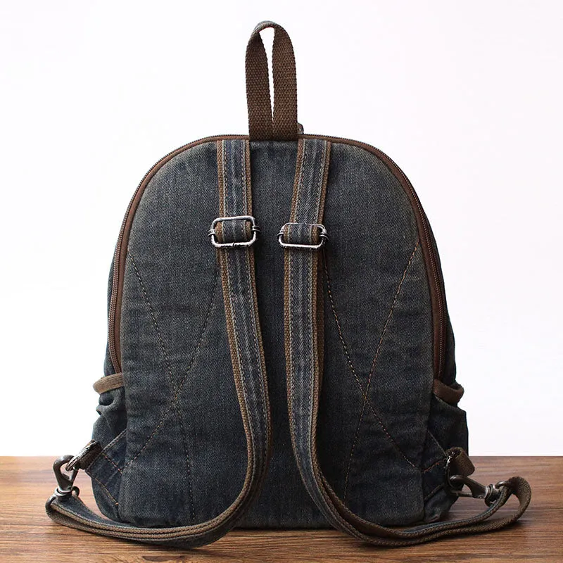 Denim Blue Backpack School Backpack Womens Blue Denim School Rucksack Bag For Women