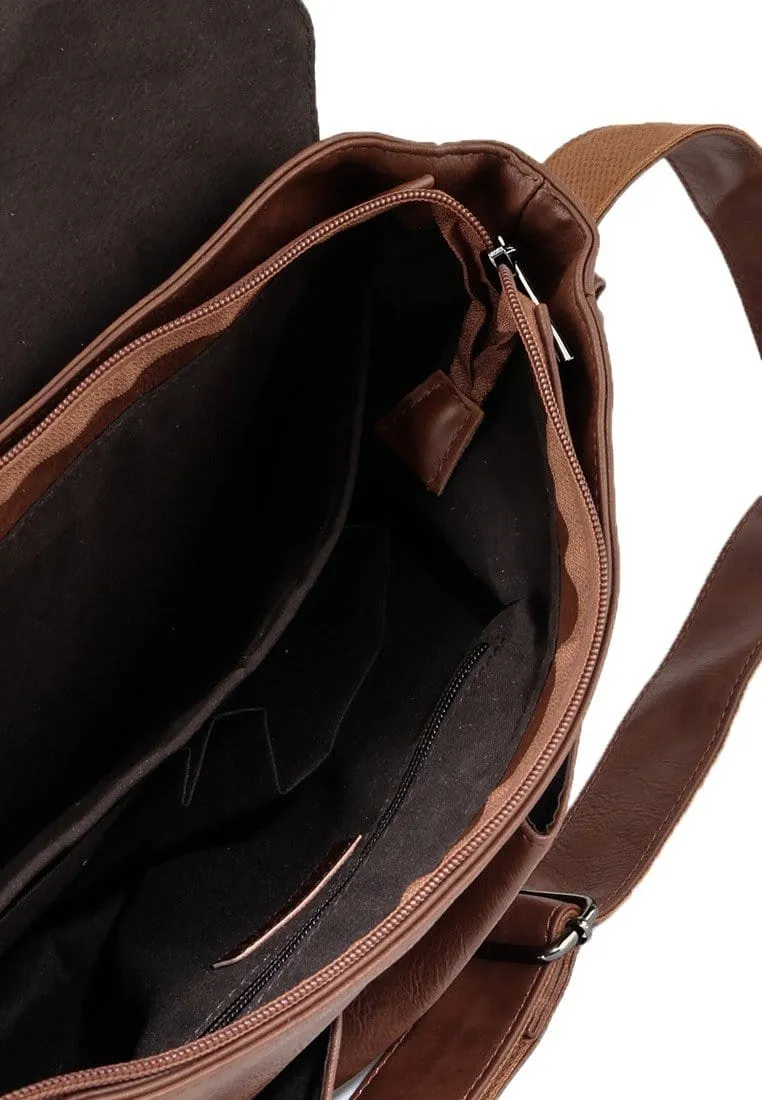 Distressed Leather EDC Medium Messenger Bag - Camel