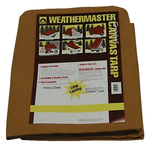 Dize Weathermaster CA1624D Tarpaulin, 24 ft L, 16 ft W, Canvas, Tan :EA: QUANTITY: 1