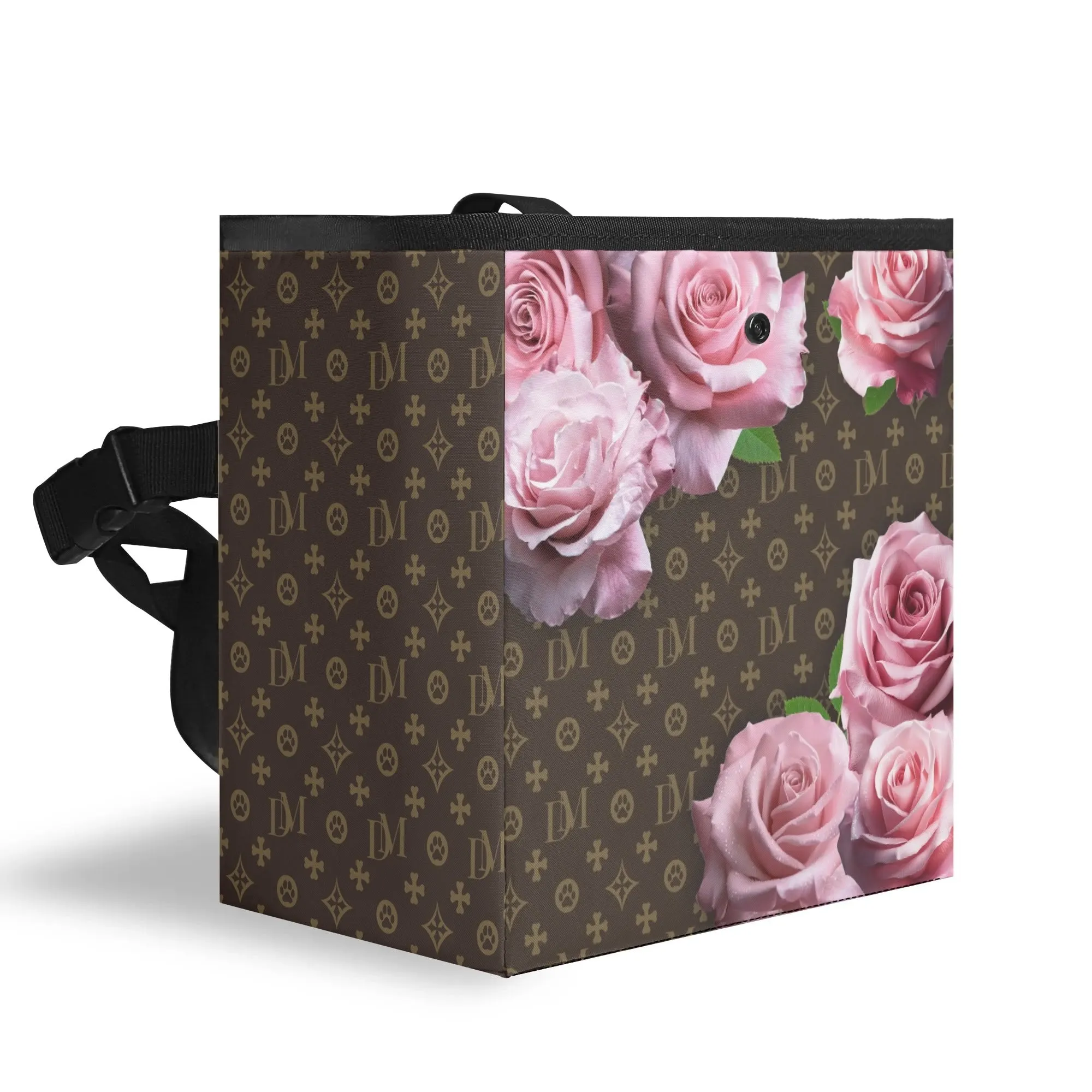 Dog Mom Signature "DM" Motif Pink Rose Car Organizer