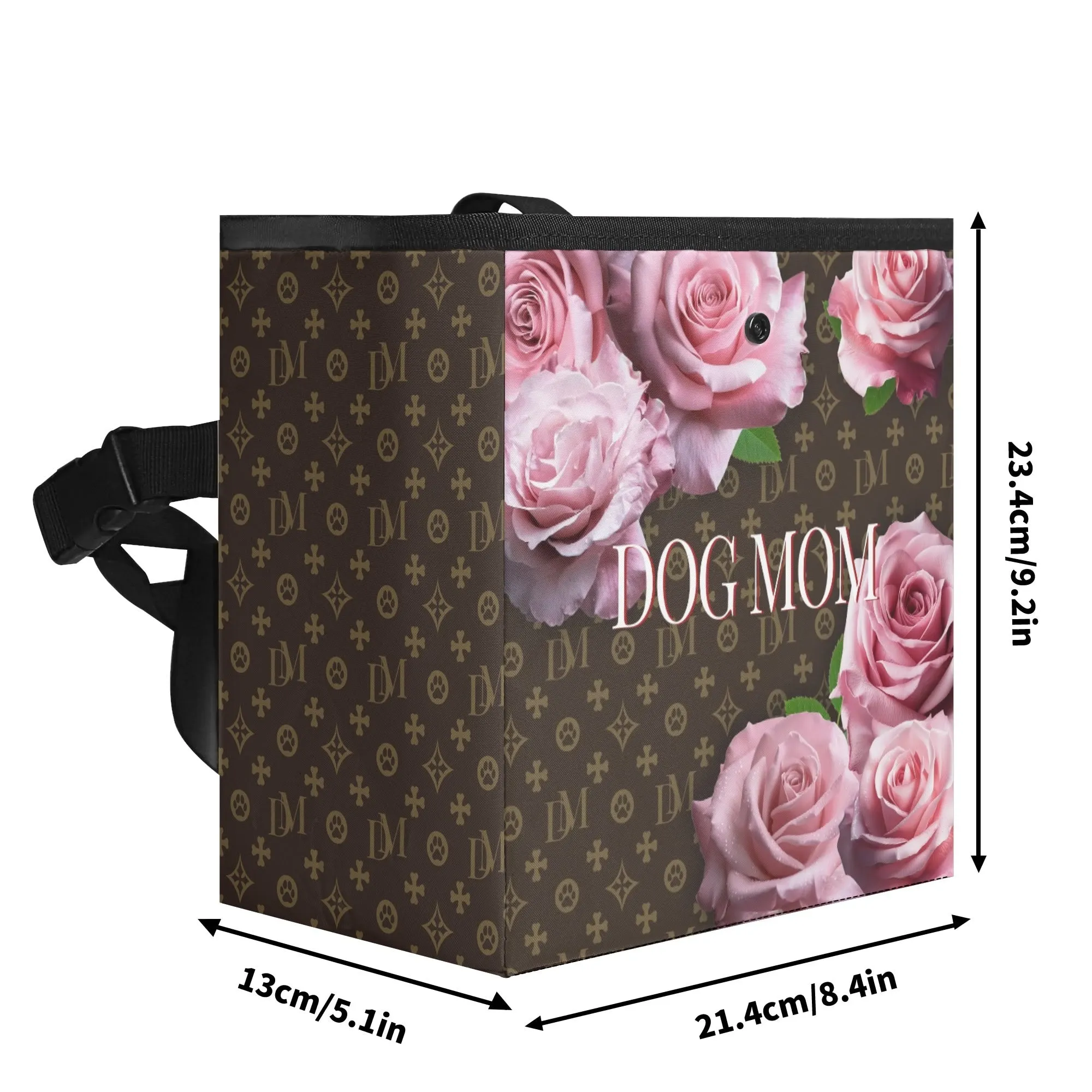 Dog Mom Signature "DM" Motif Pink Rose Car Organizer