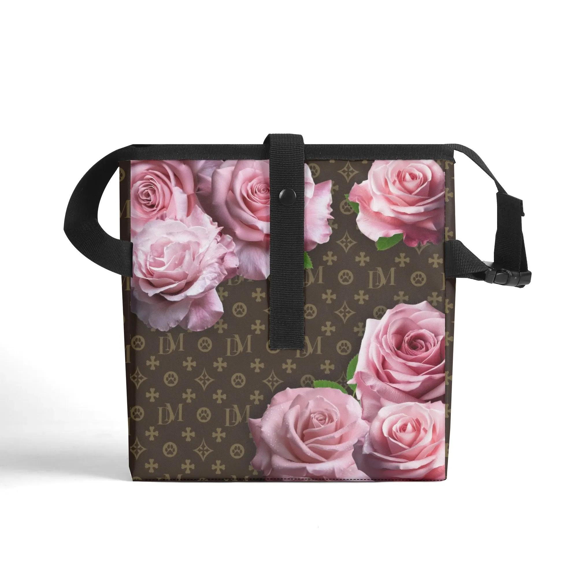 Dog Mom Signature "DM" Motif Pink Rose Car Organizer