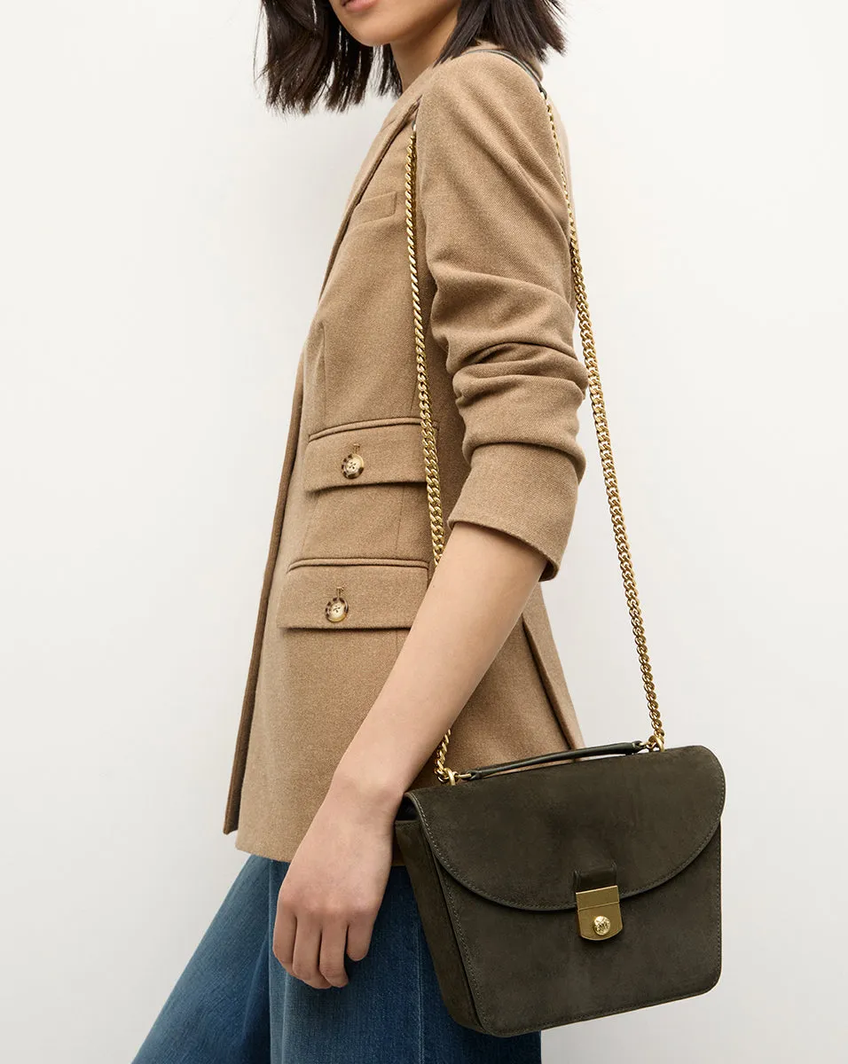 Double Link Suede Flap Bag