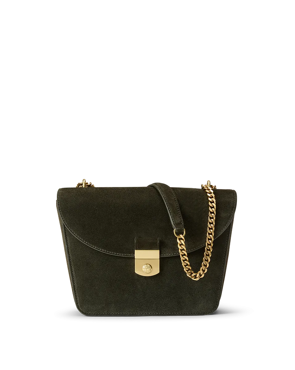 Double Link Suede Flap Bag