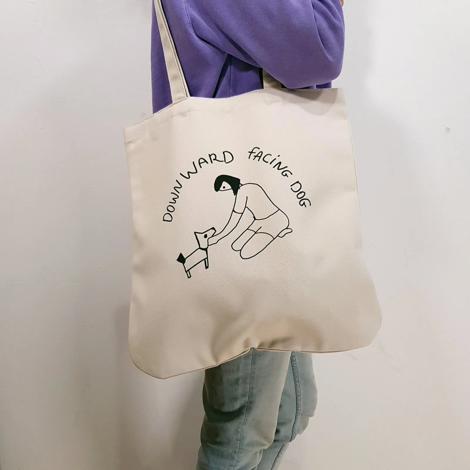 downward facing dog organic cotton premium tote bag