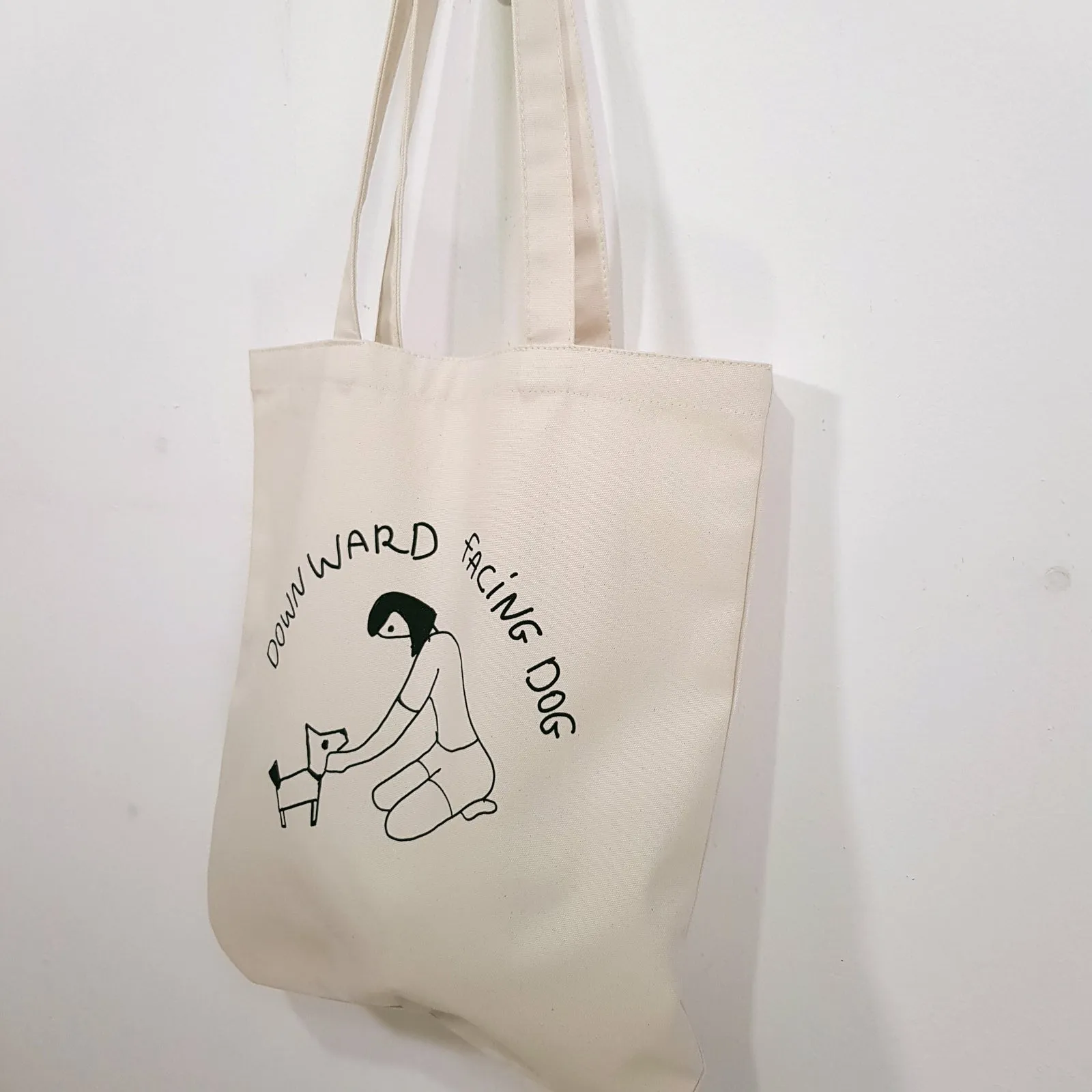 downward facing dog organic cotton premium tote bag