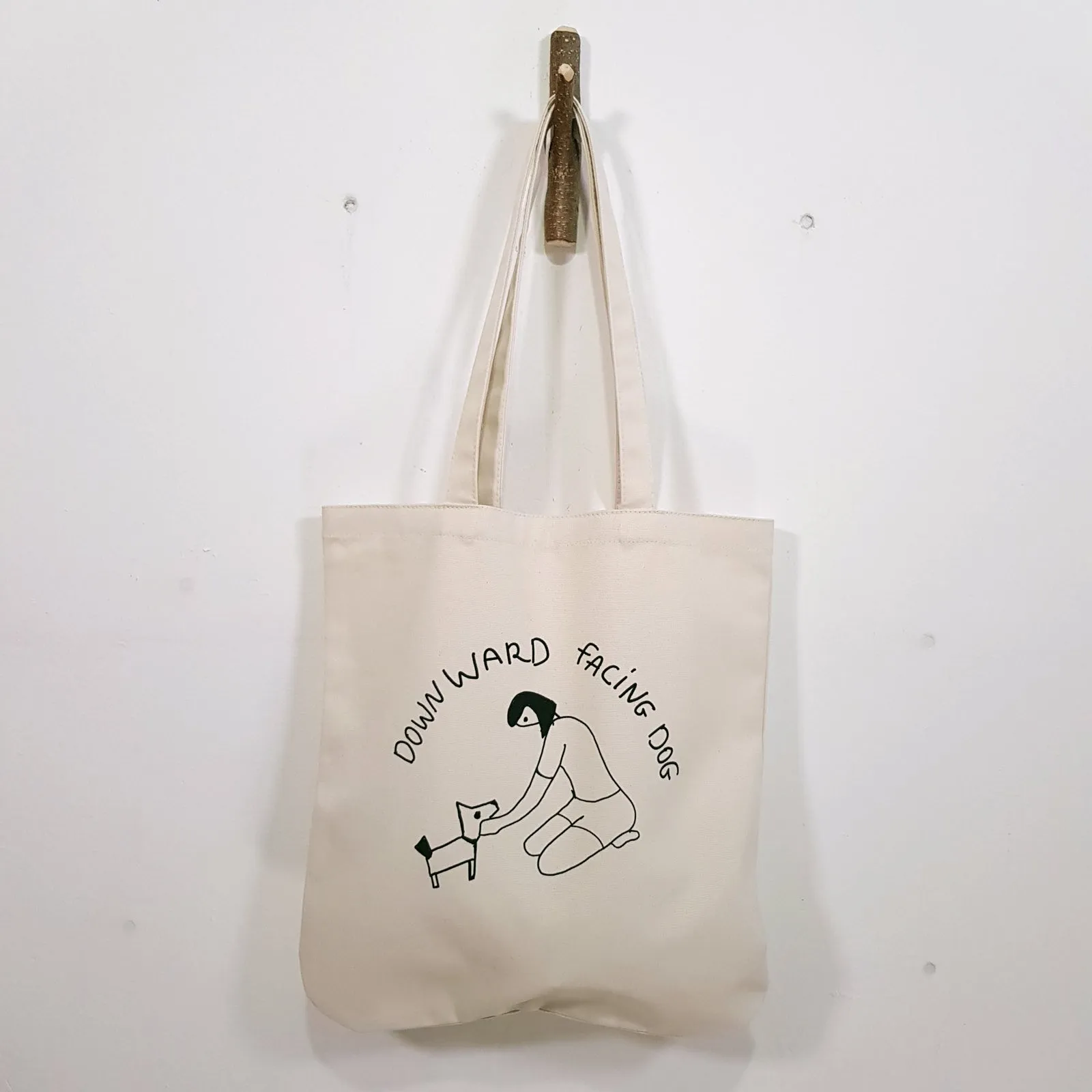 downward facing dog organic cotton premium tote bag