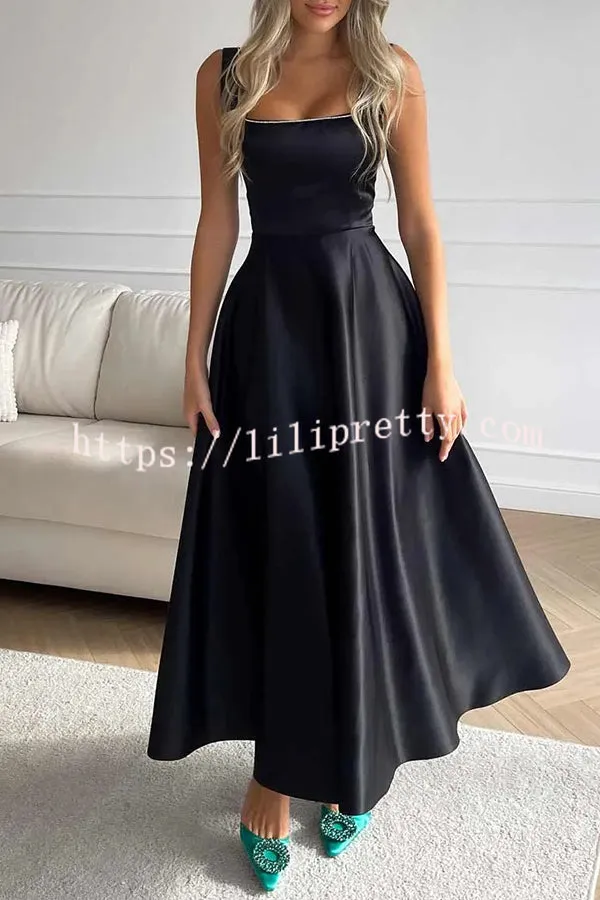 Elegant Lady Square Neck Solid Color Swing Formal Maxi Dress