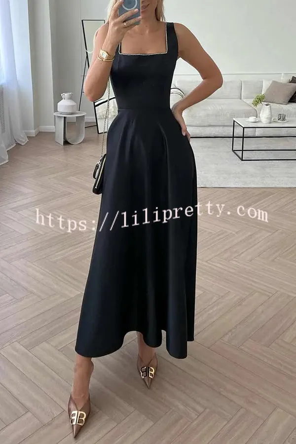 Elegant Lady Square Neck Solid Color Swing Formal Maxi Dress