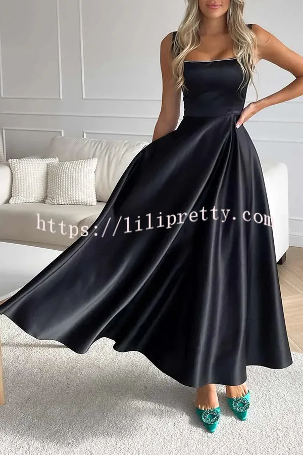 Elegant Lady Square Neck Solid Color Swing Formal Maxi Dress