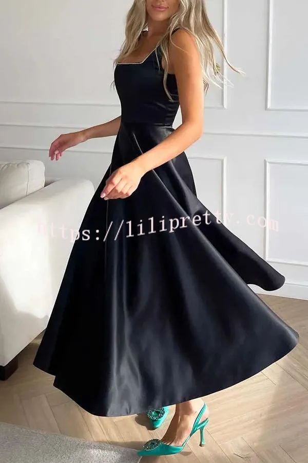 Elegant Lady Square Neck Solid Color Swing Formal Maxi Dress