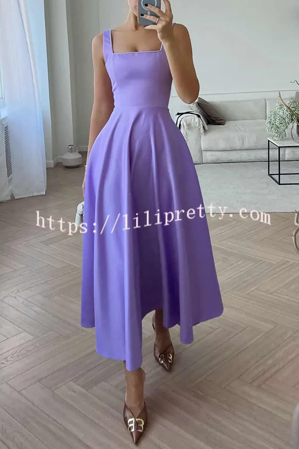 Elegant Lady Square Neck Solid Color Swing Formal Maxi Dress