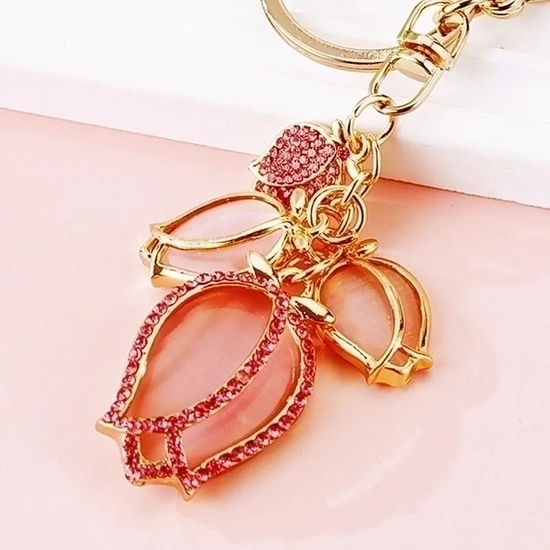 Elegant Simple Style Color Block Metal Inlay Rhinestones Women's Keychain