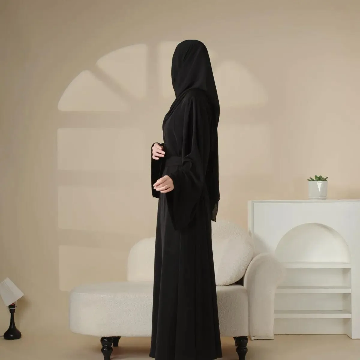 Elegant Solid Color Abaya For Muslimahs (MA036)