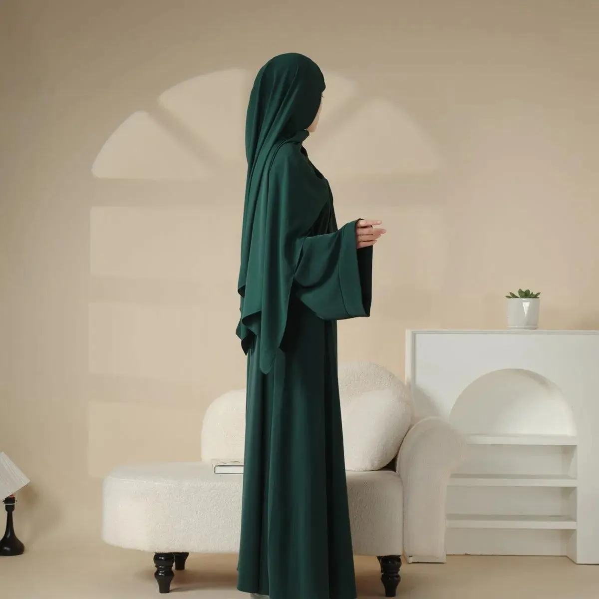 Elegant Solid Color Abaya For Muslimahs (MA036)