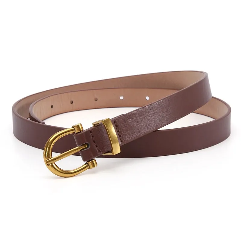 Elegant Sweet Solid Color Pu Leather Plating Women's Leather Belts