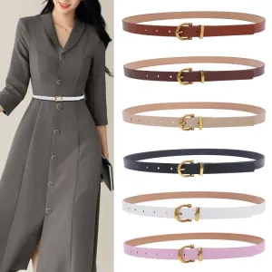 Elegant Sweet Solid Color Pu Leather Plating Women's Leather Belts