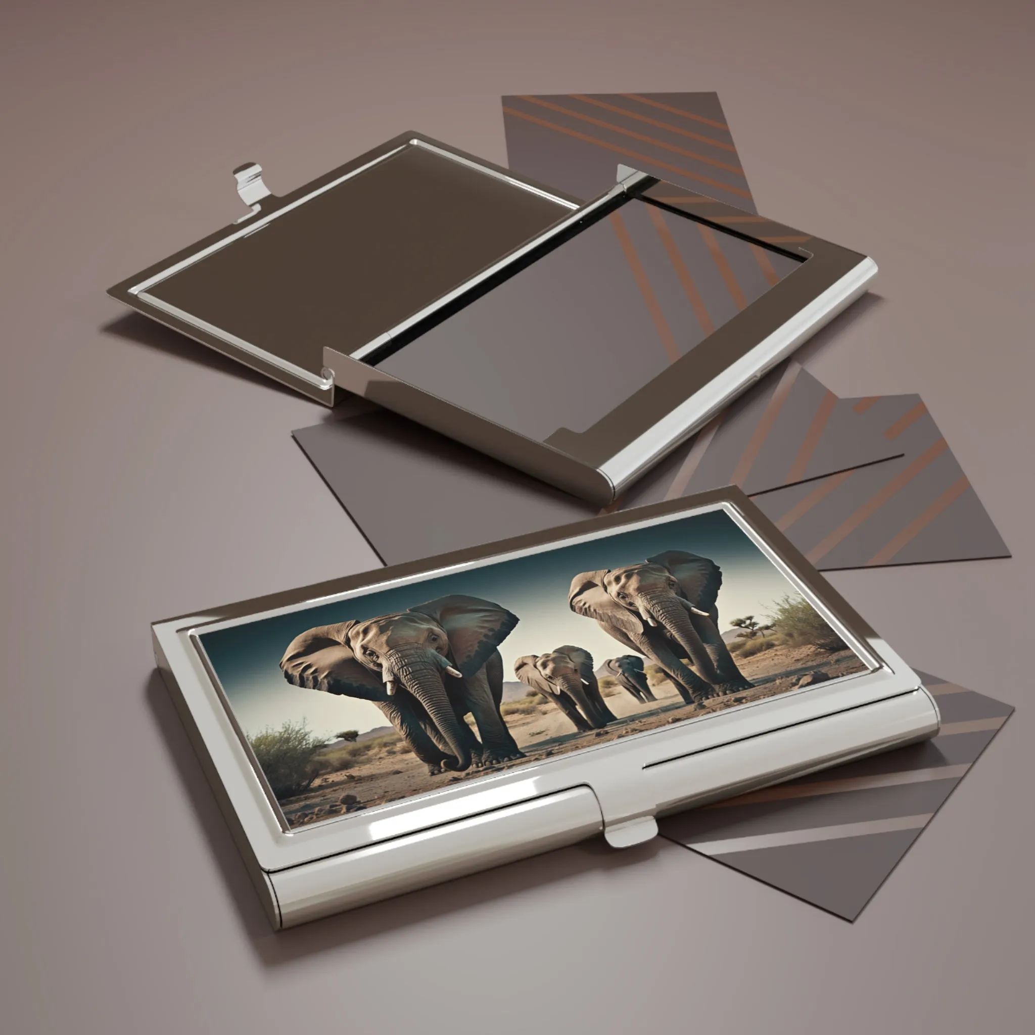 Elephant Family Business Card Holder