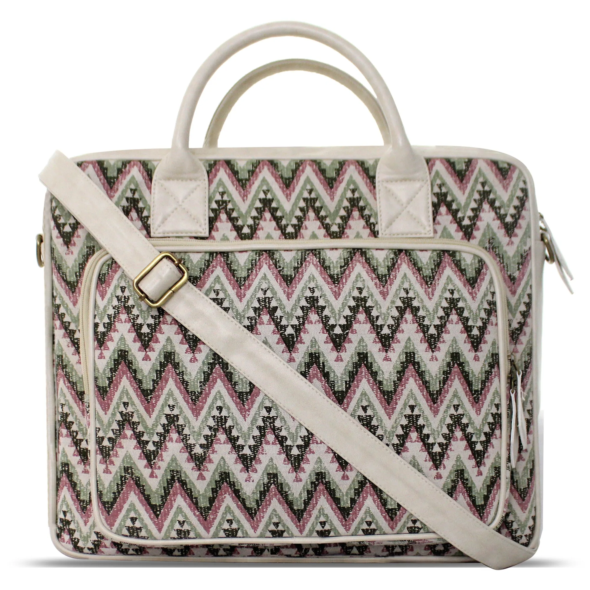 Euphoria Messenger Laptop Bag for Women- Ethnic White