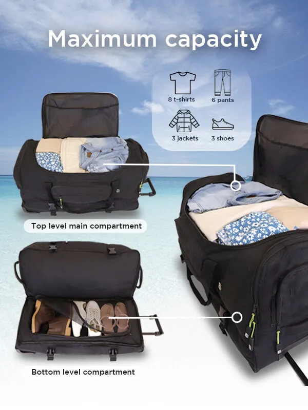 Extra Large Roller Trolley Duffel Travel Bag- 117L