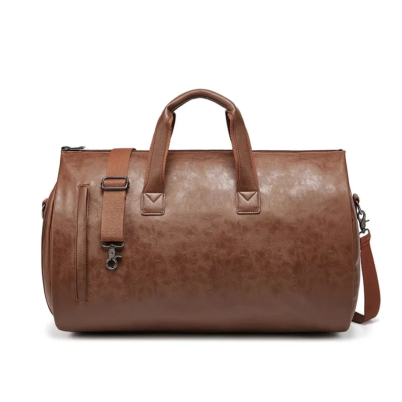 Factory wholesale Black PU leather luggage travel bag business suit bag men Duffel Travelling bag