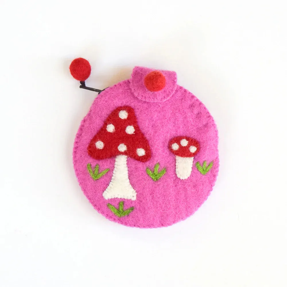 Felt Coin Purse - Mushroom (Pink)