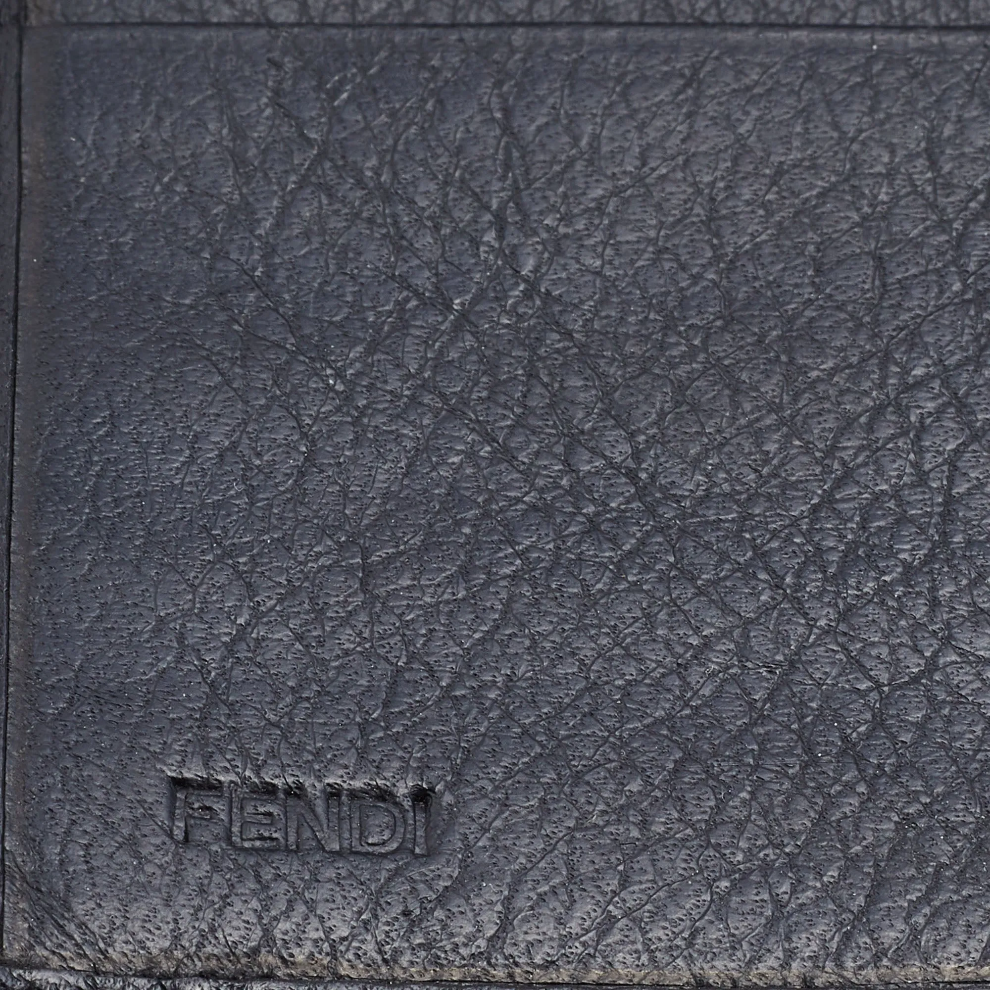 FENDI Black Leather Flap Continental Wallet