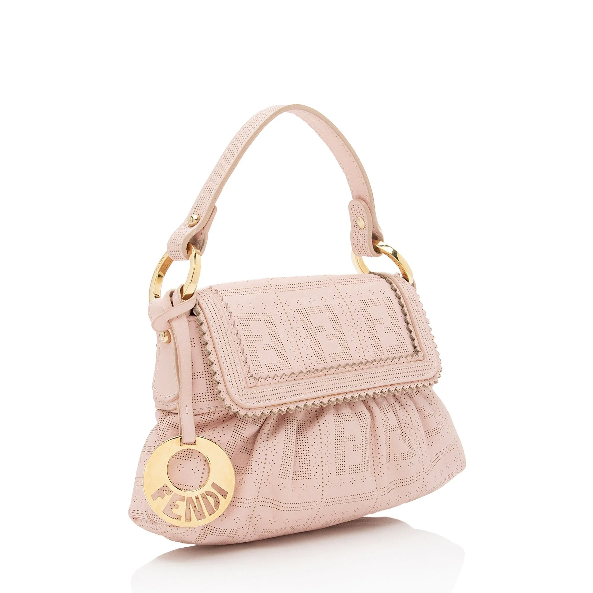 Fendi FF Perforated Leather Chef Mini Flap Bag (SHF-OTJSCU)